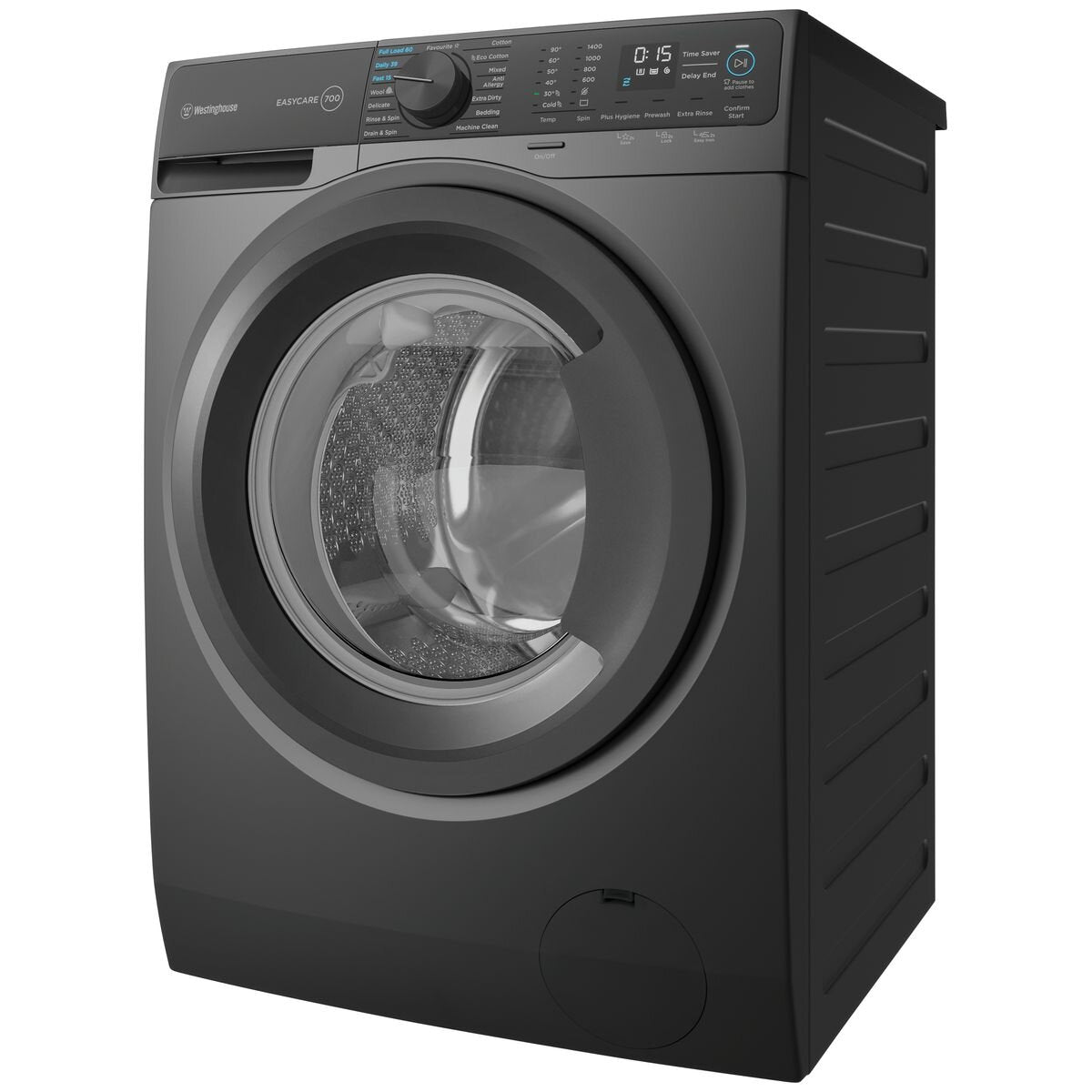 Westinghouse EasyCare 700 10kg Front Load Washing Machine - Grey, 5 Star Energy, Plus Hygiene - WWF1044M7SAS