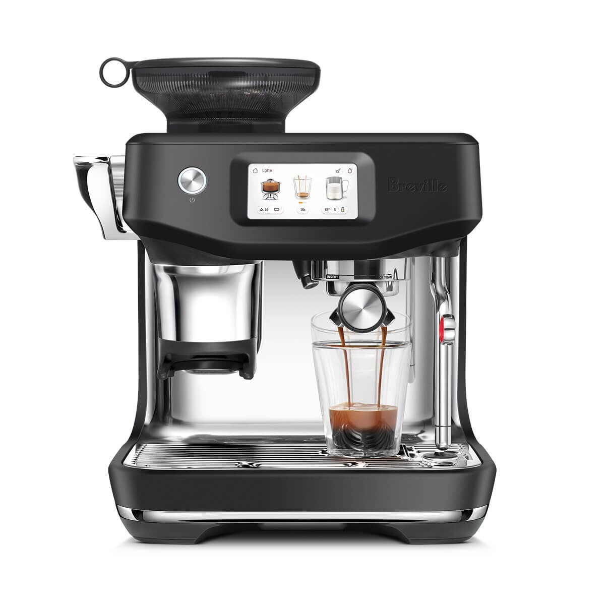 Breville Barista Touch Impress Coffee Machine - 13 Presets, Auto MilQ, Black Truffle - BES881BTR2IAN2