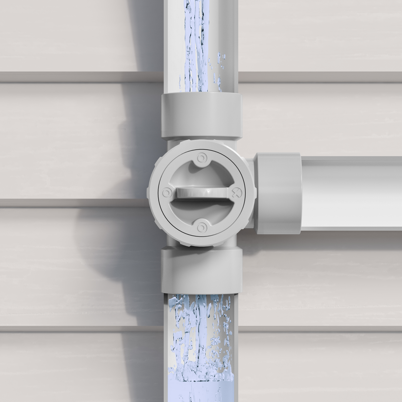 Rain Harvesting 50mm 3-Way Water Diverter, Grey PVC