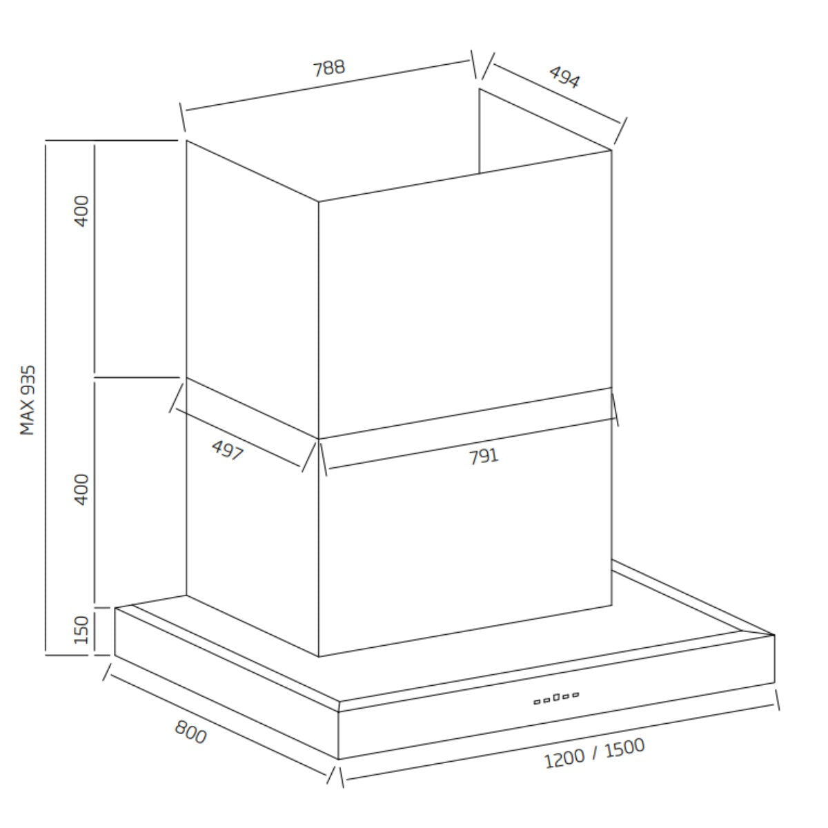 Schweigen 150cm BBQ Canopy Rangehood - Matte Black, 2500m³/h, Twin Internal Motors, Remote - CL7375BPAK