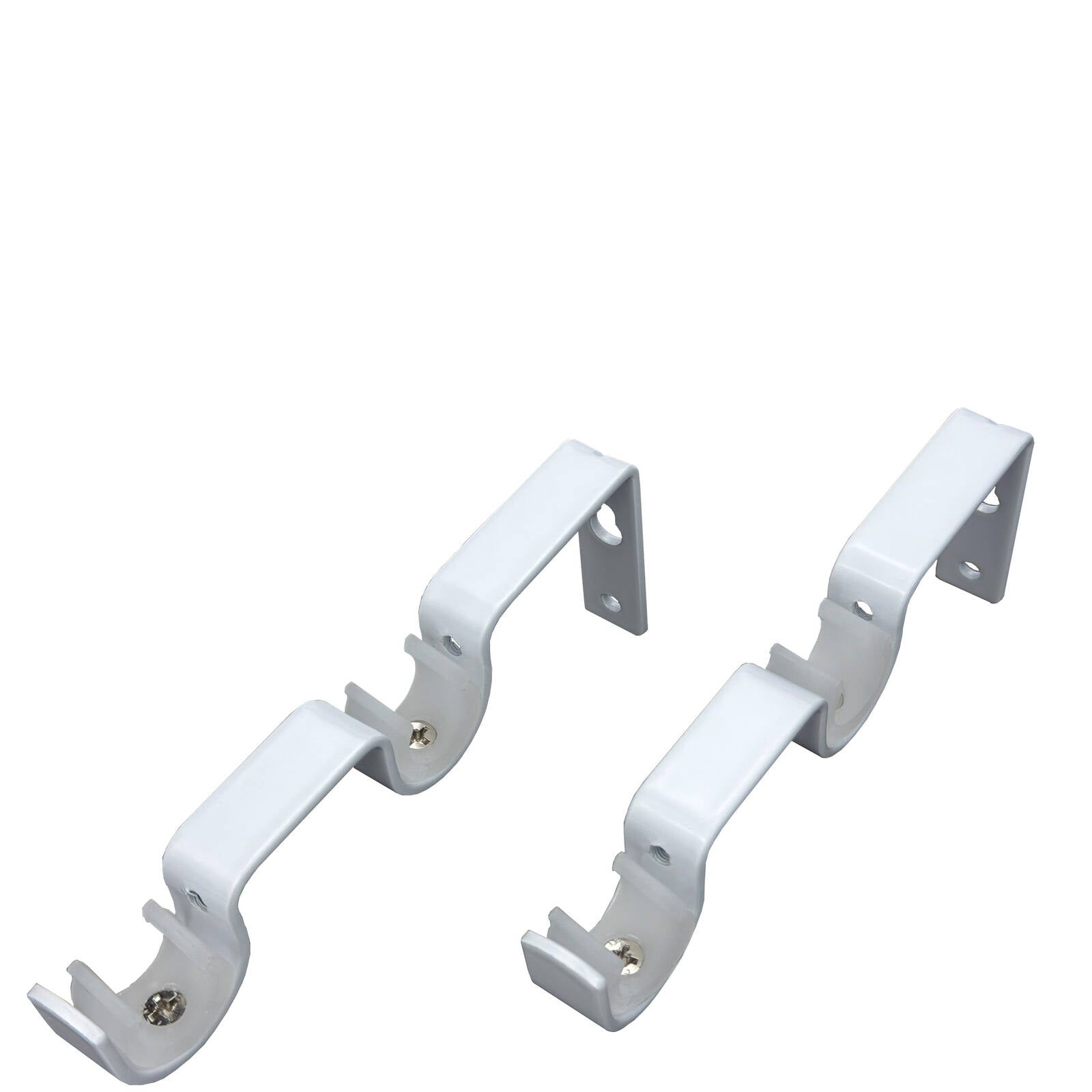Pillar Products 16/25mm White Powdercoated Steel Double Universal Curtain Rod Bracket, 1 Pair