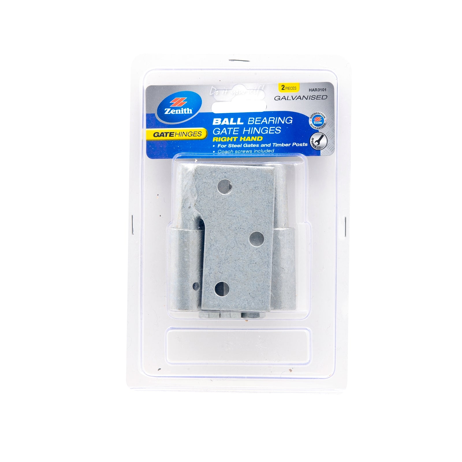 Zenith Galvanised Steel Ball Bearing Gate Hinges, Right Hand, 2 Pack