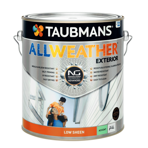Taubmans 4L Accent Low Sheen All Weather Exterior Paint - Mould Resistant - UV Protection - SuperSaverAU - view 1