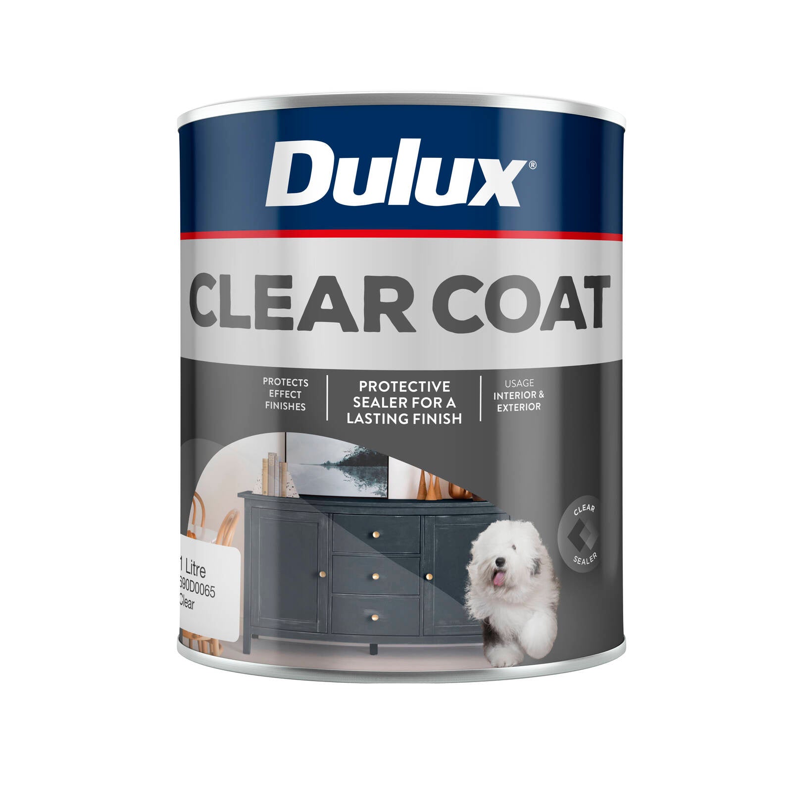 Dulux 1L Design Clear Top Coat Gloss Indoor Outdoor UV Resistant Waterproof
