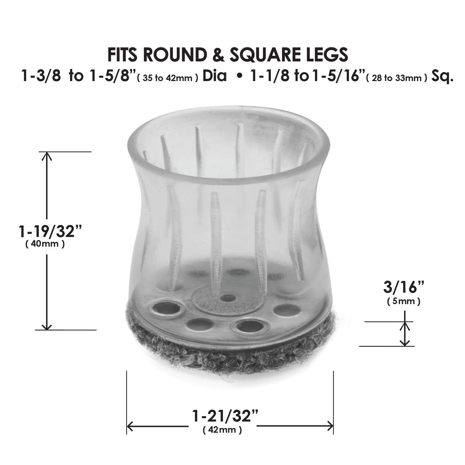 Slipstick M6 35-42mm Clear Sleeve Outdoor Berber Furniture Floor Protector 4 Pack