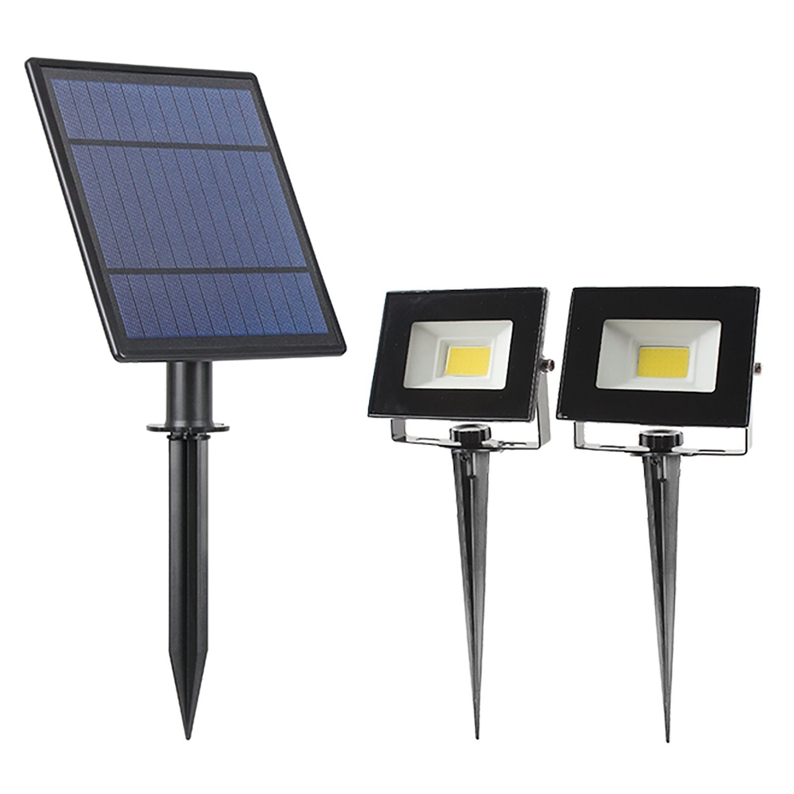 Gardenglo 500lm Solar Powered Twin Flood Lights in Black GZS0003