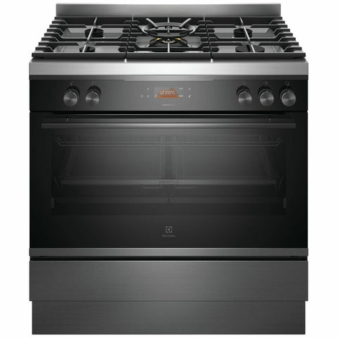 Electrolux 90cm Dual Fuel Pyrolytic Oven/Stove - 125L, Air Fry, SteamBake, 5 Burners - EFEP916DSE