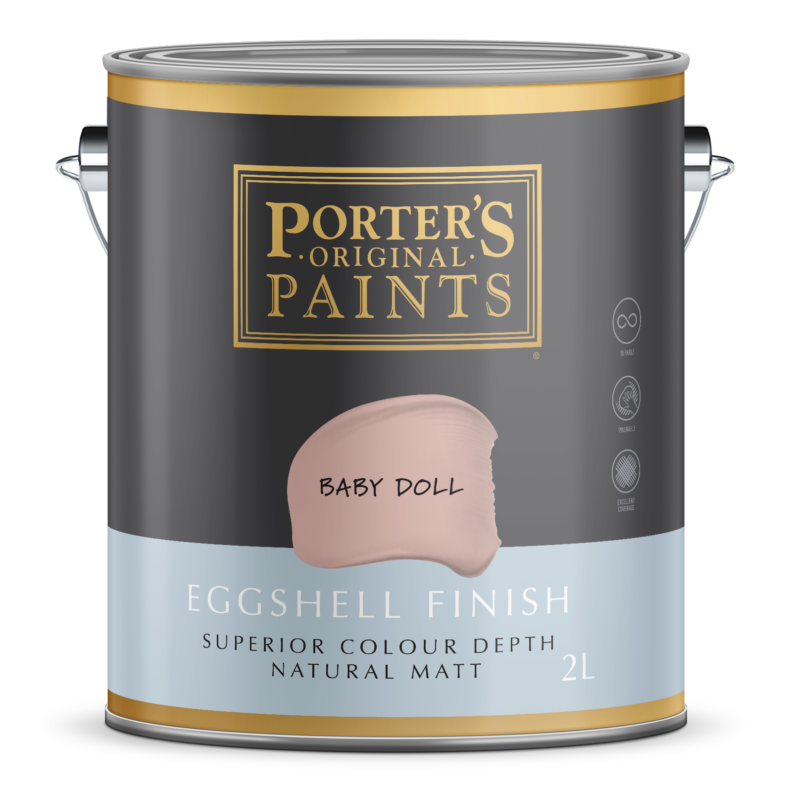 Porter's 2L Baby Doll Eggshell Washable Interior & Exterior Paint