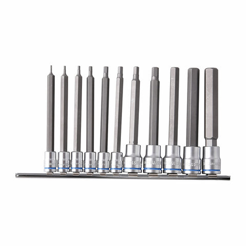 Kincrome 11 Piece 1/4" & 3/8" Drive Metric Long Hex Socket Rail, Chrome Vanadium Steel