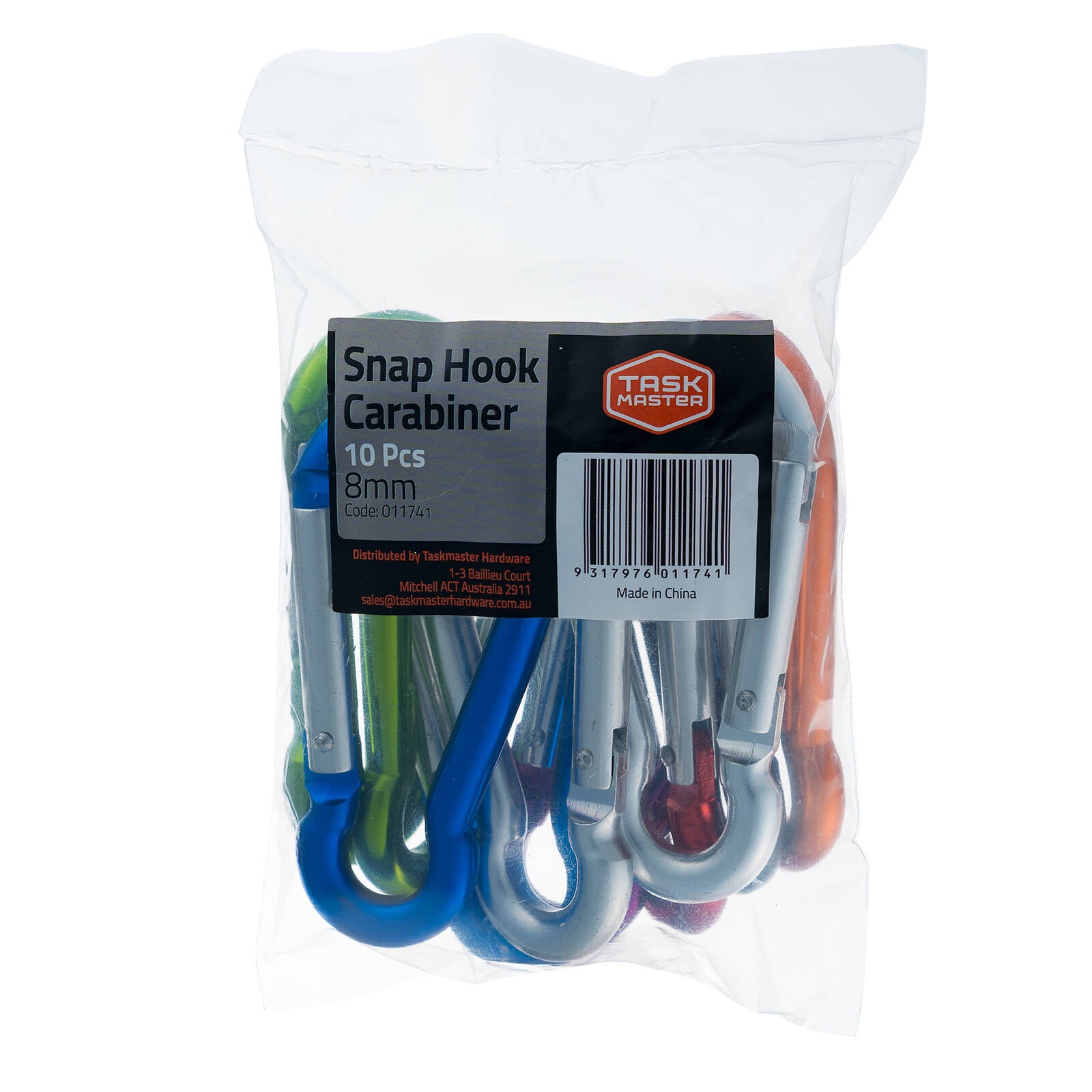 Taskmaster 8mm Aluminium Snap Hook Carabiner 10 Pack