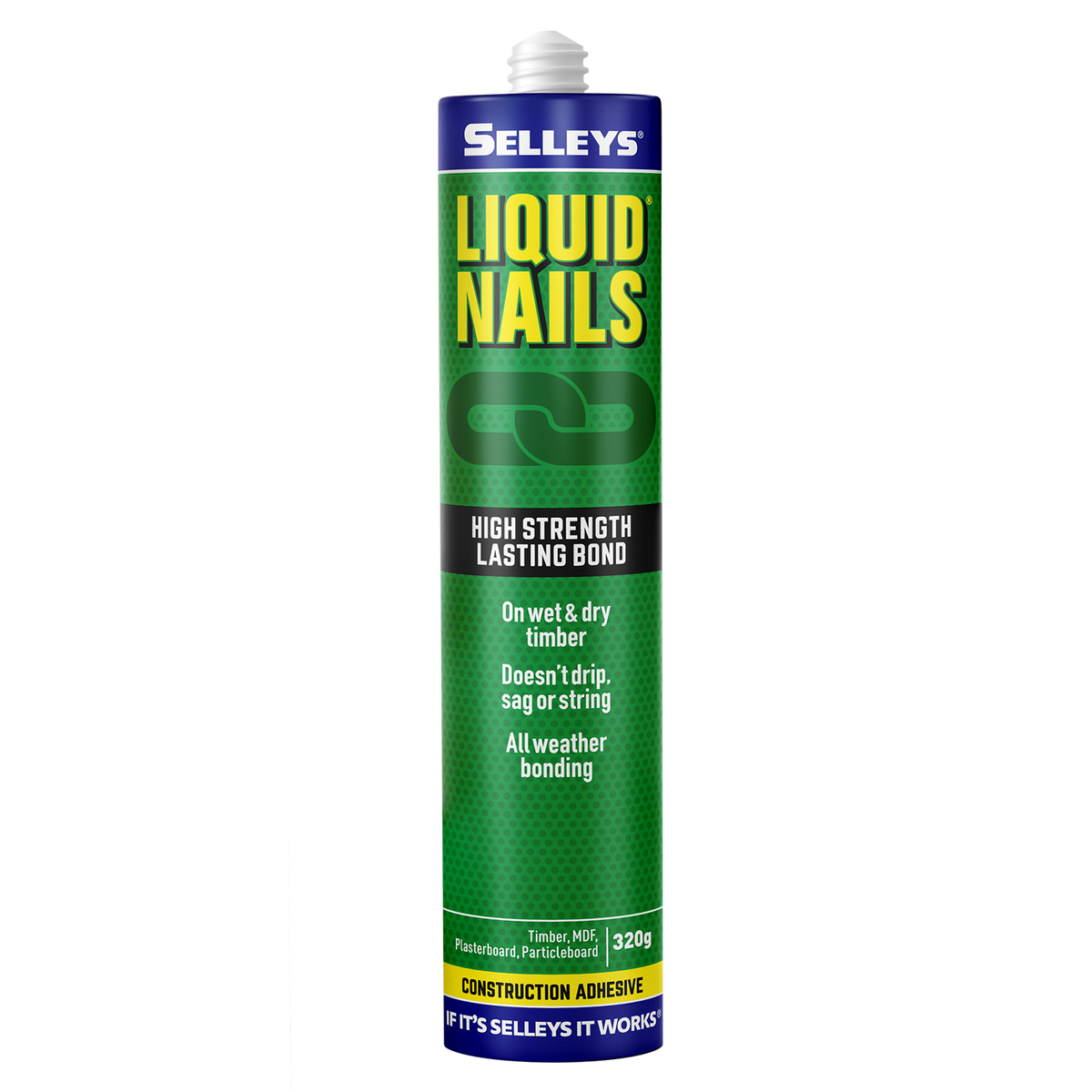 Selleys 320g Liquid Nails Construction Adhesive - Multi-Surface, Less Mess