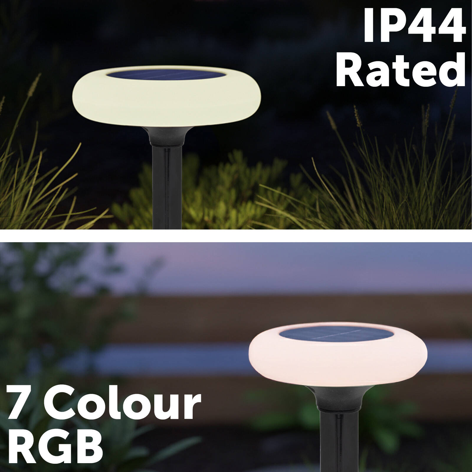 Click Solar RGB Stake Light Black LED Weather Resistant Outdoor Garden Light