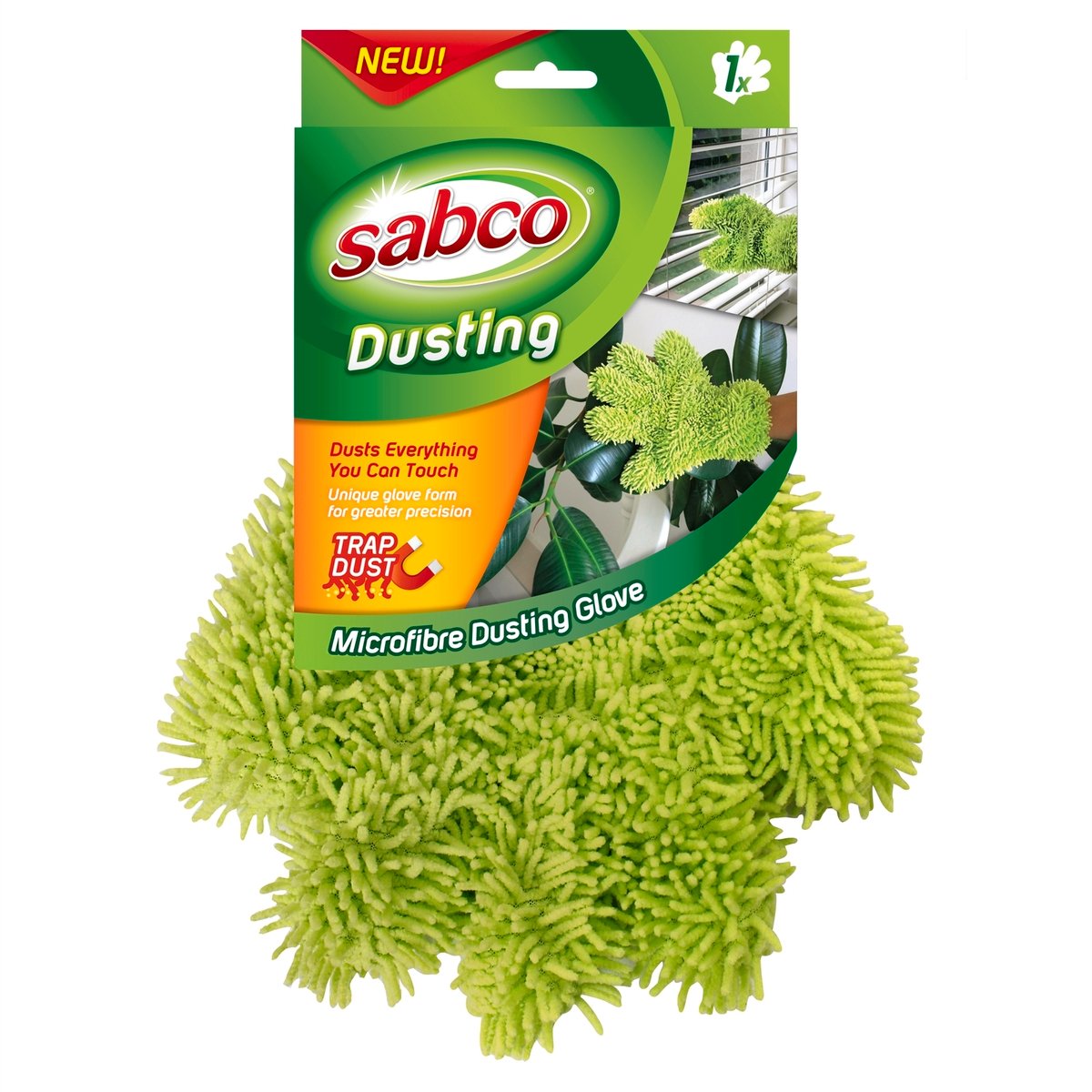 Sabco Microfingers Microfibre Dusting Glove Green