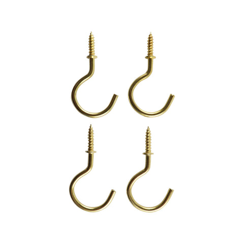 Everhang 21mm Brass Plated Steel Cup Hook - 4 Pack