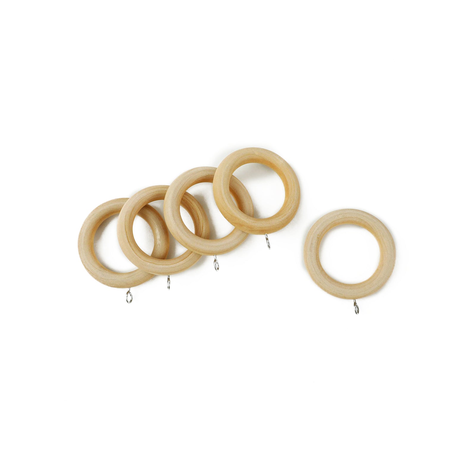 Windoware 35mm Natural Wood Pole Curtain Rings - 5 Pack