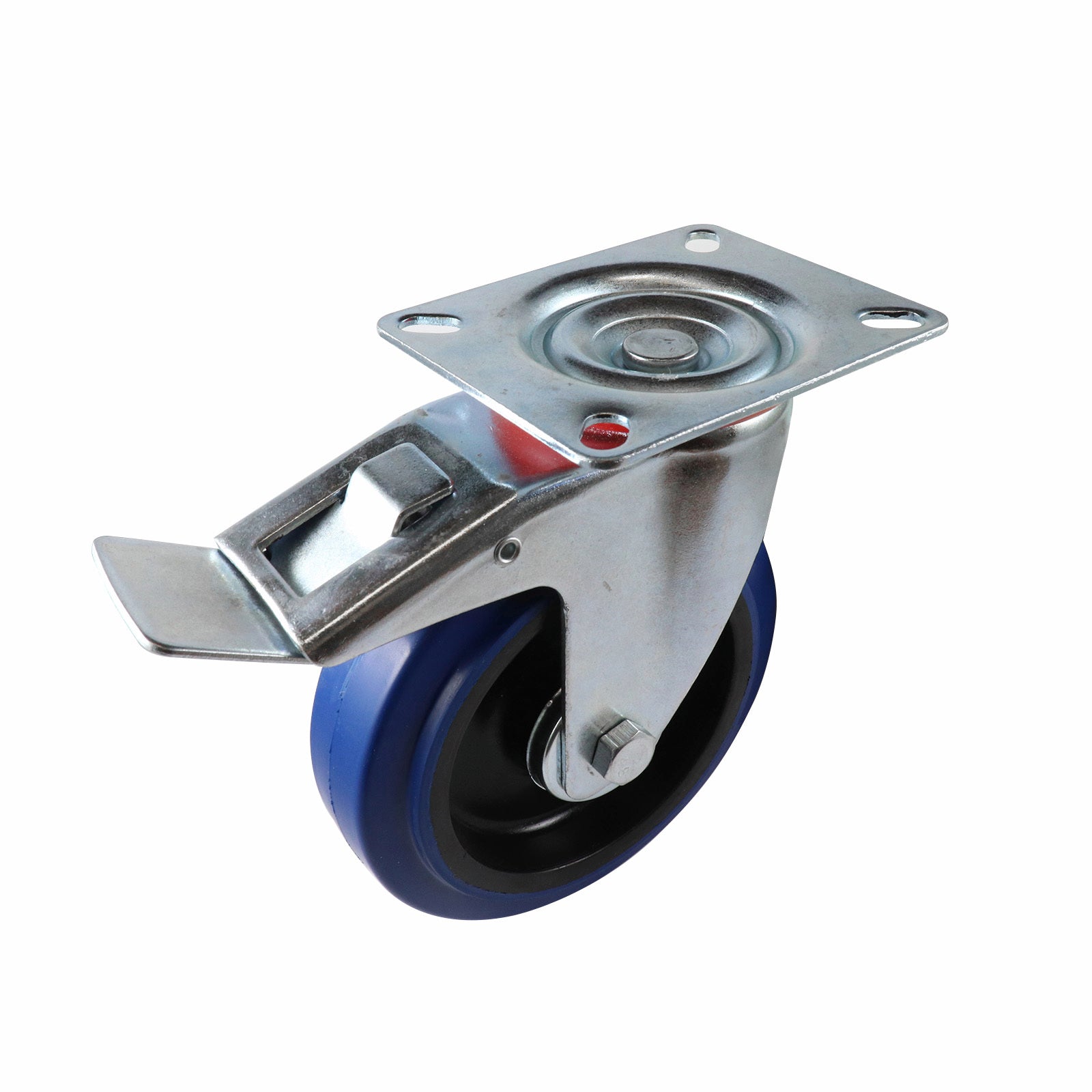 Easyroll 125mm Blue Rubber Swivel Brake Castor 150kg Load Indoor Outdoor
