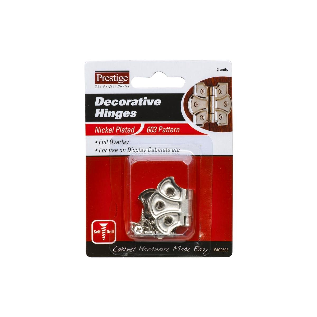 Prestige 35mm Steel Decorative Butt Hinge - Nickel Plated - Full Overlay - SuperSaverAU - view 1