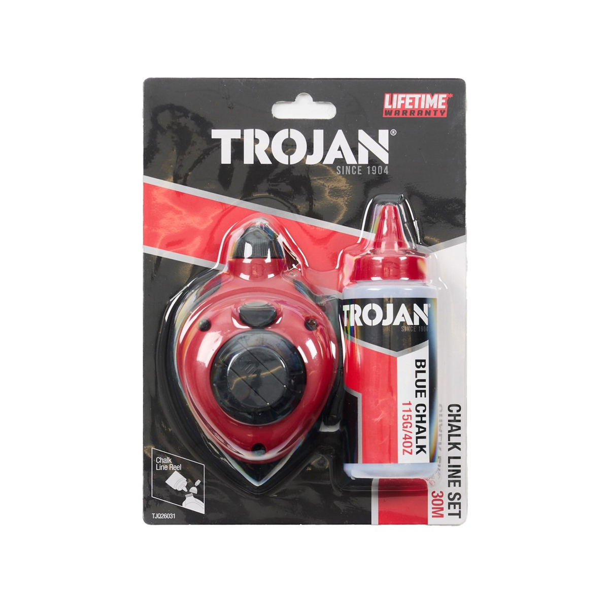 Trojan Chalk Line Set - 30m Retractable Line - 115g Blue Chalk - Accurate Marking - SuperSaverAU - view 1