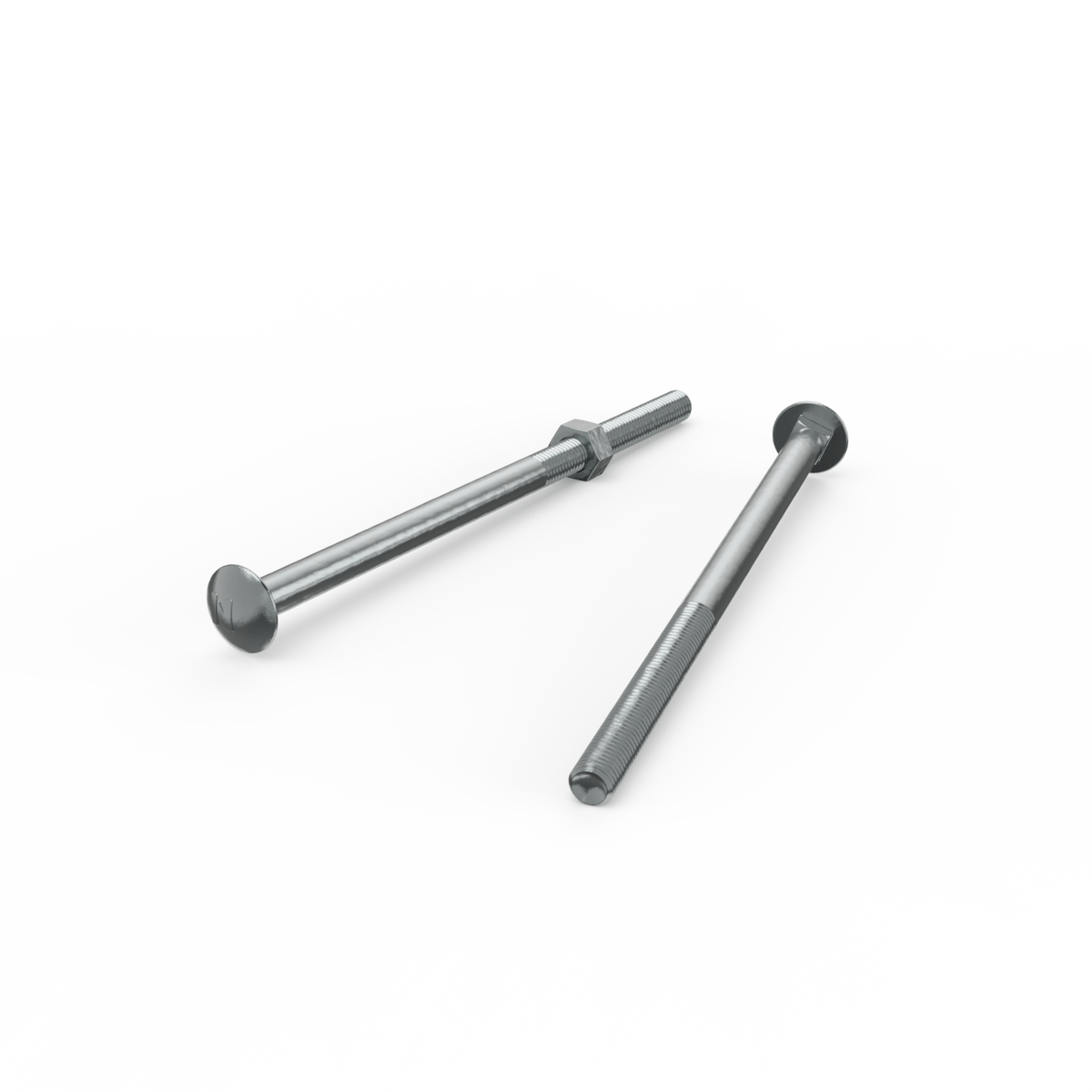 Zenith M10 x 200mm Zinc Plated Cup Head Bolt & Nut, 4.6 Grade Steel - Single