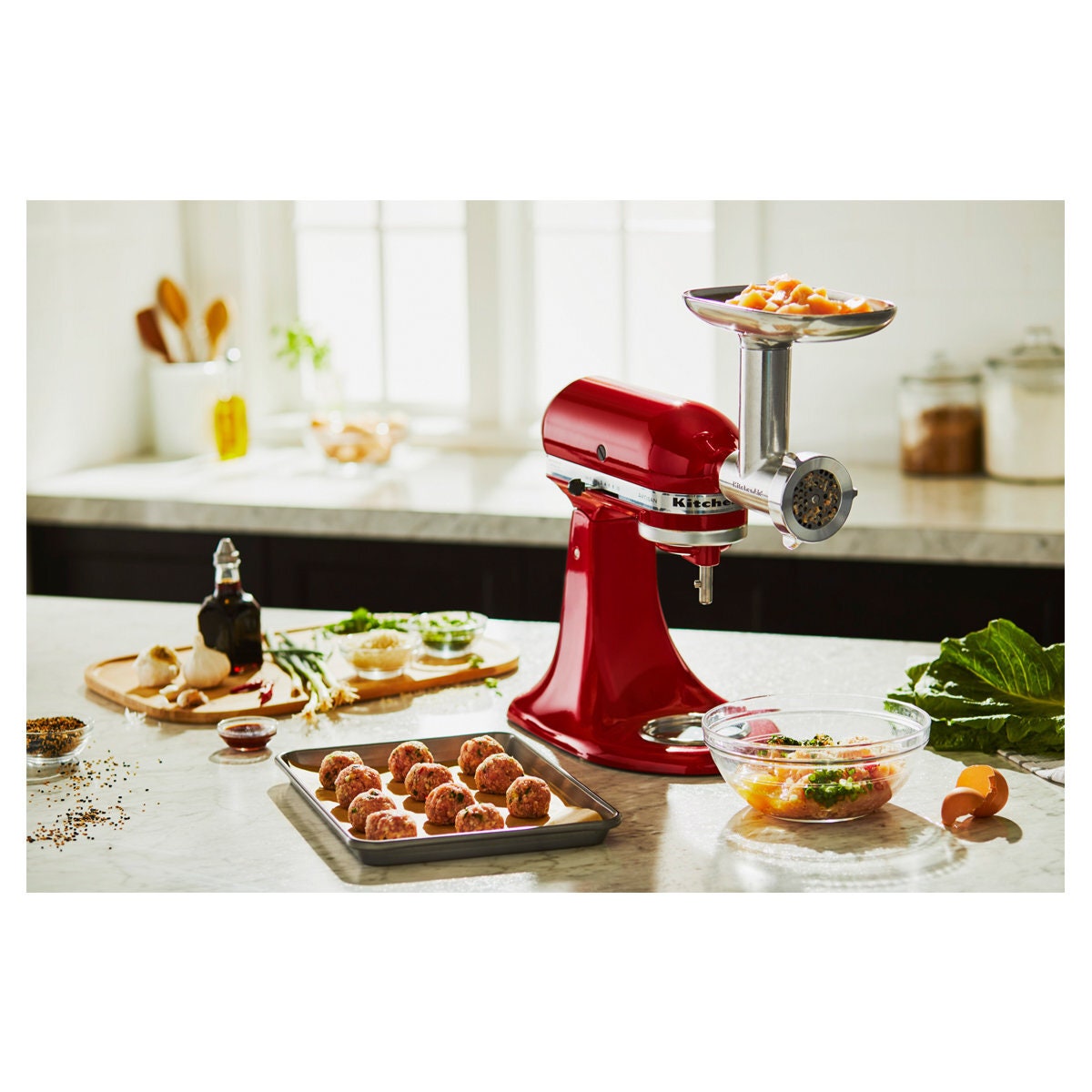KitchenAid Metal Food Grinder Attachment - Silver - Fine, Medium and Coarse Plates - 5KSMMGAA
