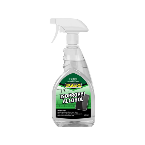 DIGGERS Isopropyl Alcohol 500ml - Clear Fast-Evaporating Surface Cleaner