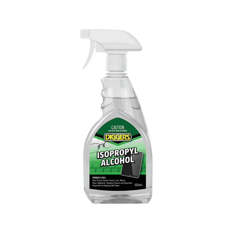 DIGGERS Isopropyl Alcohol 500ml - Clear Fast-Evaporating Surface Cleaner