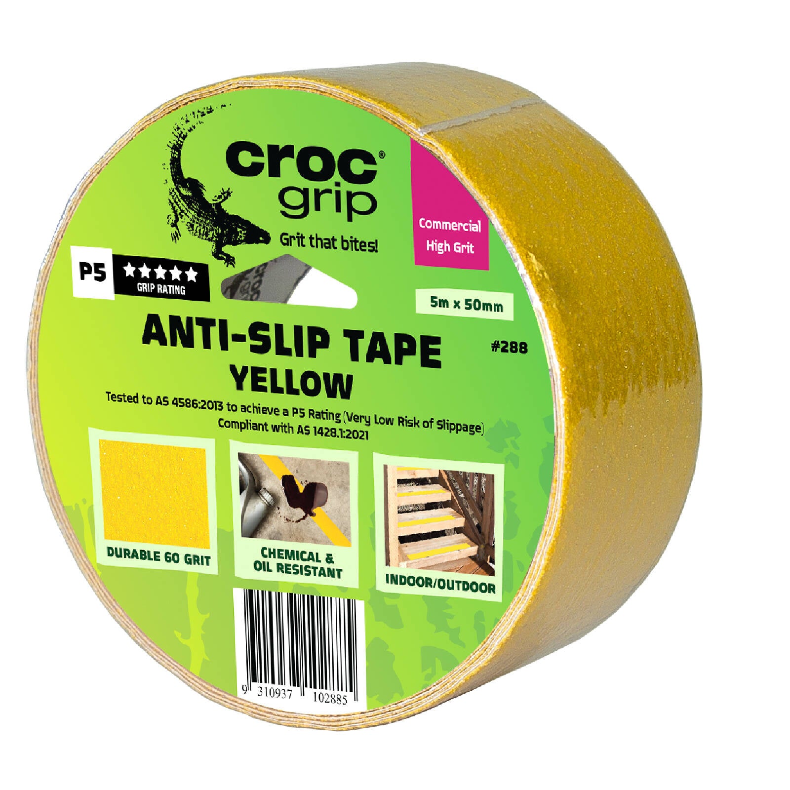 Croc Grip 5m x 50mm Yellow Anti-Slip Tape