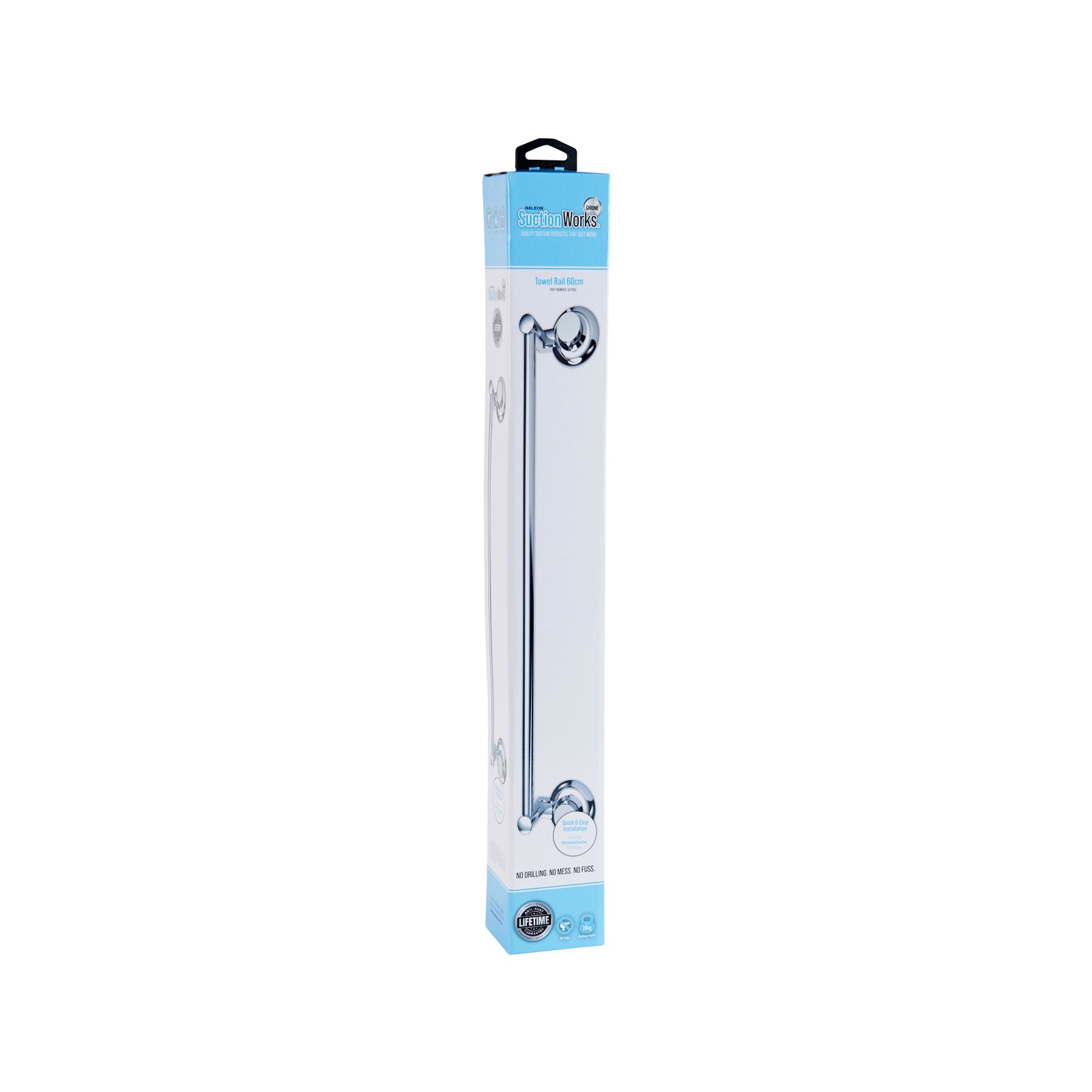 Naleon Suction Works 60cm Chrome Towel Rail - Stainless Steel