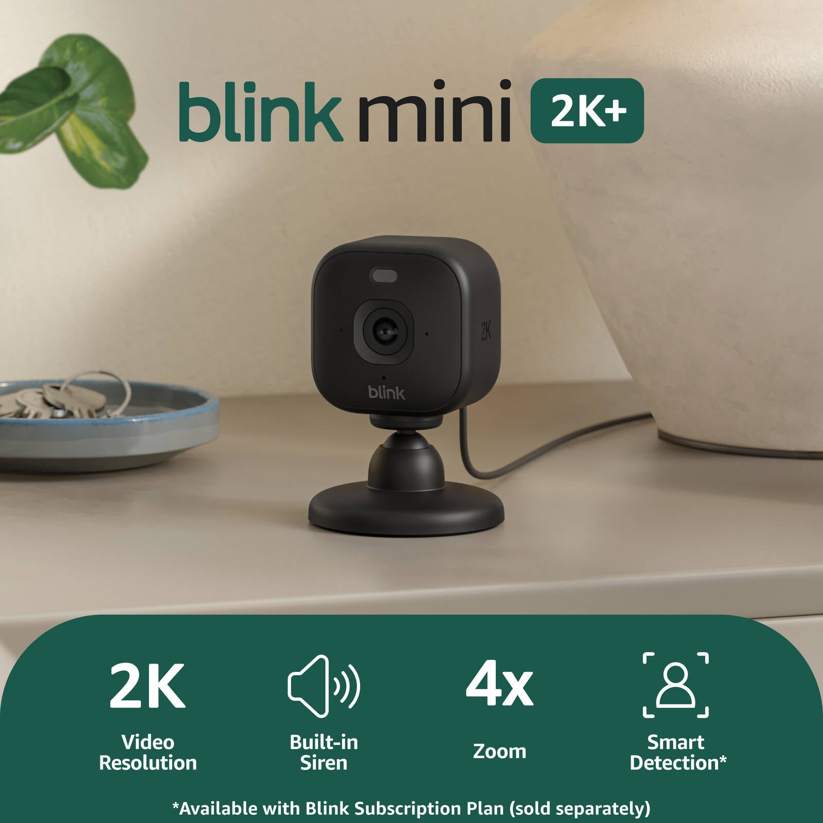 Blink Mini 2K+ Indoor Security Camera Black