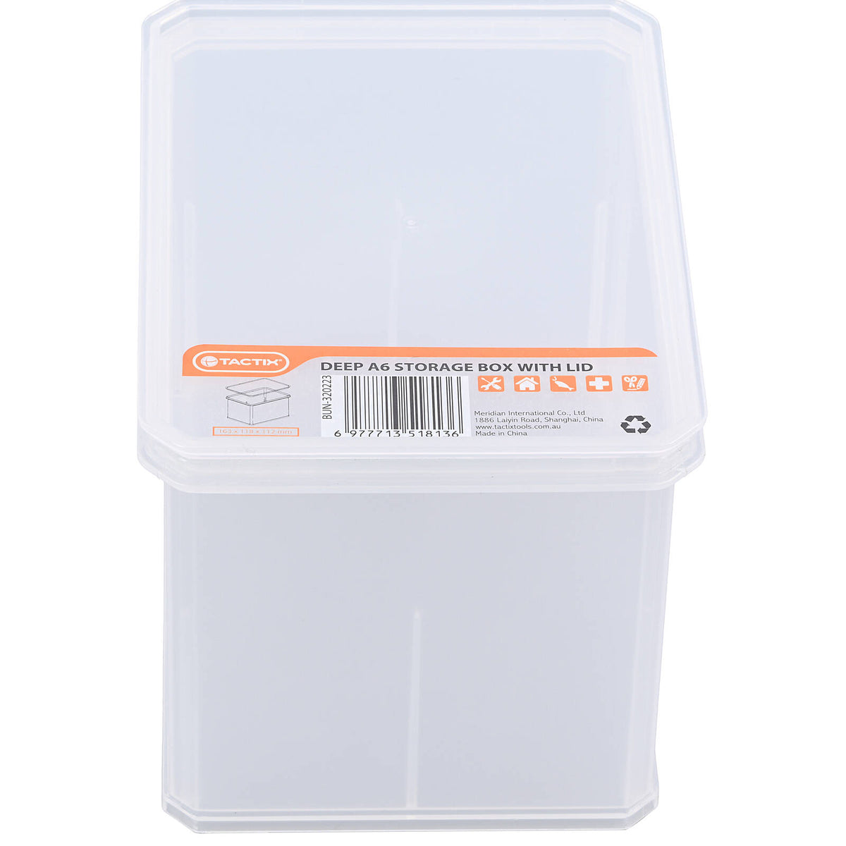 Tactix Small A6 Deep Storage Container 2L Plastic Stackable with Lid 163 x 118 x 112mm