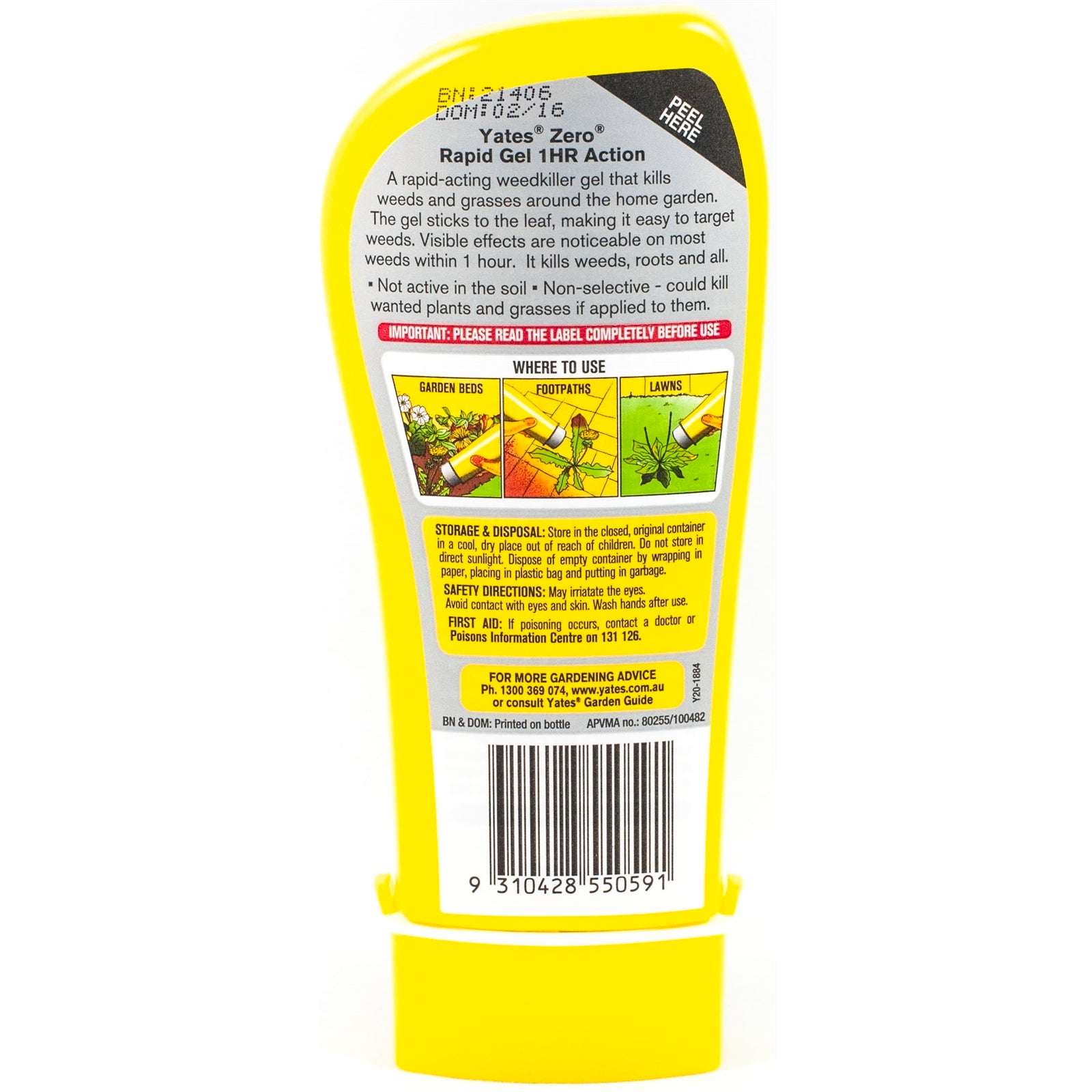 Yates Zero Rapid Gel 200ml 1 Hour Action Weed Killer, No Spray Drift