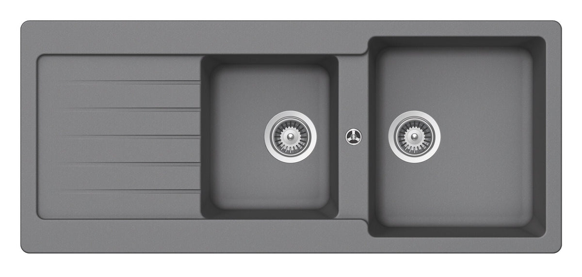 Abey 1 and 3/4 bowl undermount sink pack with left hand drainer and 4 star mixer - Croma - TD200TCR
