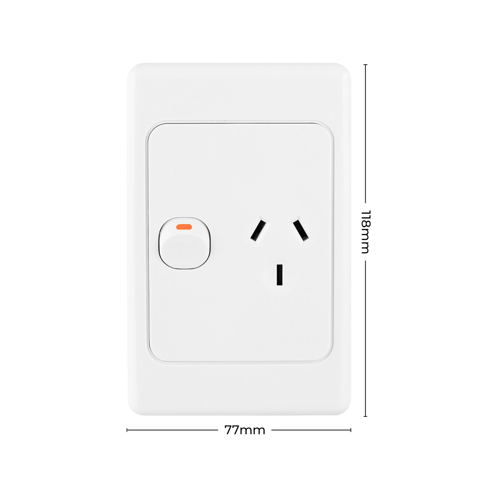 DETA Vertical Single Power Point, White Polycarbonate, 240V 10A, Architrave