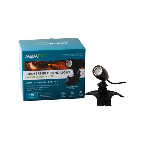 Aquapro 1W LED Warm White Submersible Pond Light with Transformer 04AL550