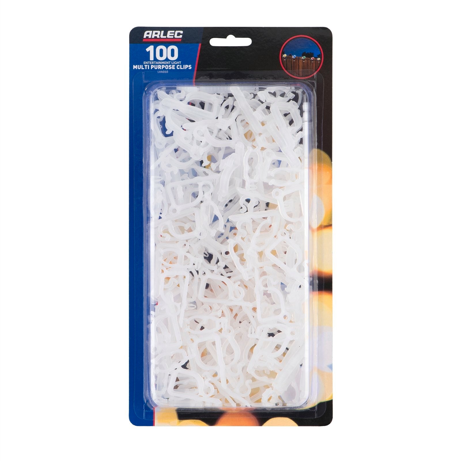 Arlec LVA010 Multi Purpose Light Clips - 100 Pack - White Plastic