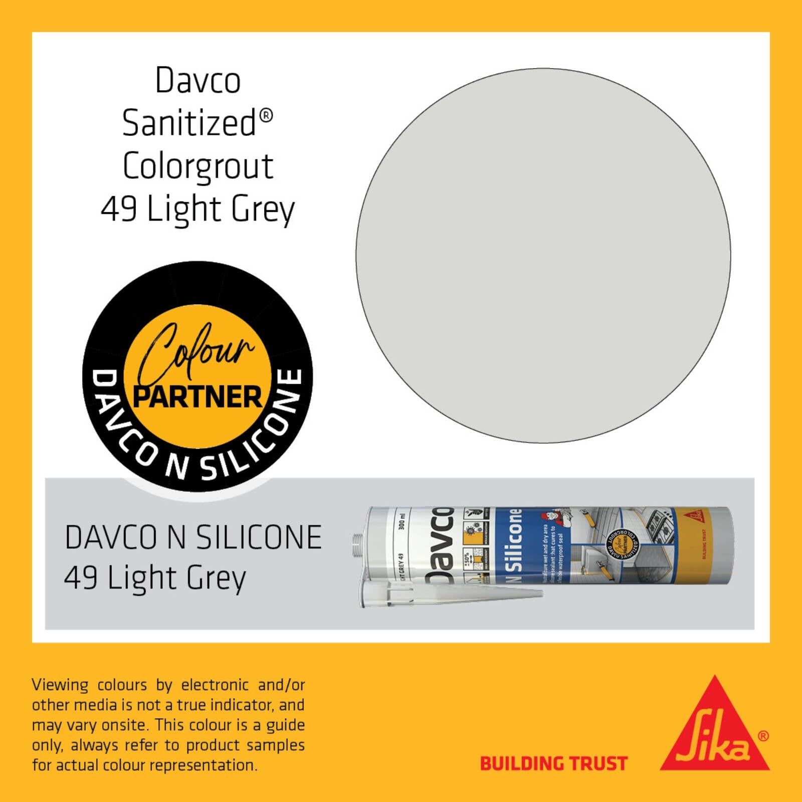 Davco 5kg Light Grey #49 Sanitized Colourgrout - Cement Based, Mould Resistant, Wall & Floor