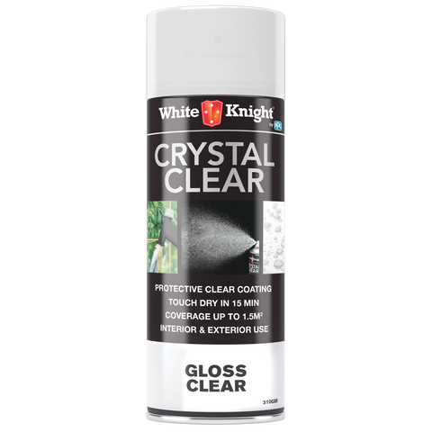 White Knight Crystal Clear 310g Gloss Acrylic Spray Paint - Solvent Based, Indoor & Outdoor
