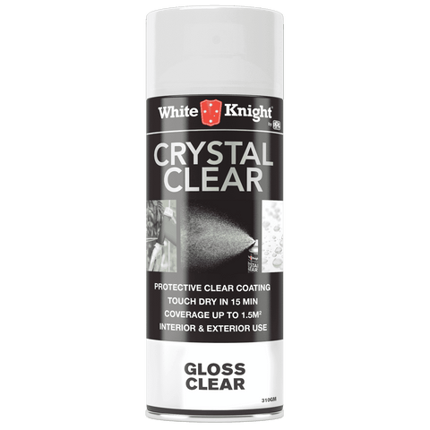 White Knight Crystal Clear 310g Gloss Acrylic Spray Paint - Solvent Based, Indoor & Outdoor