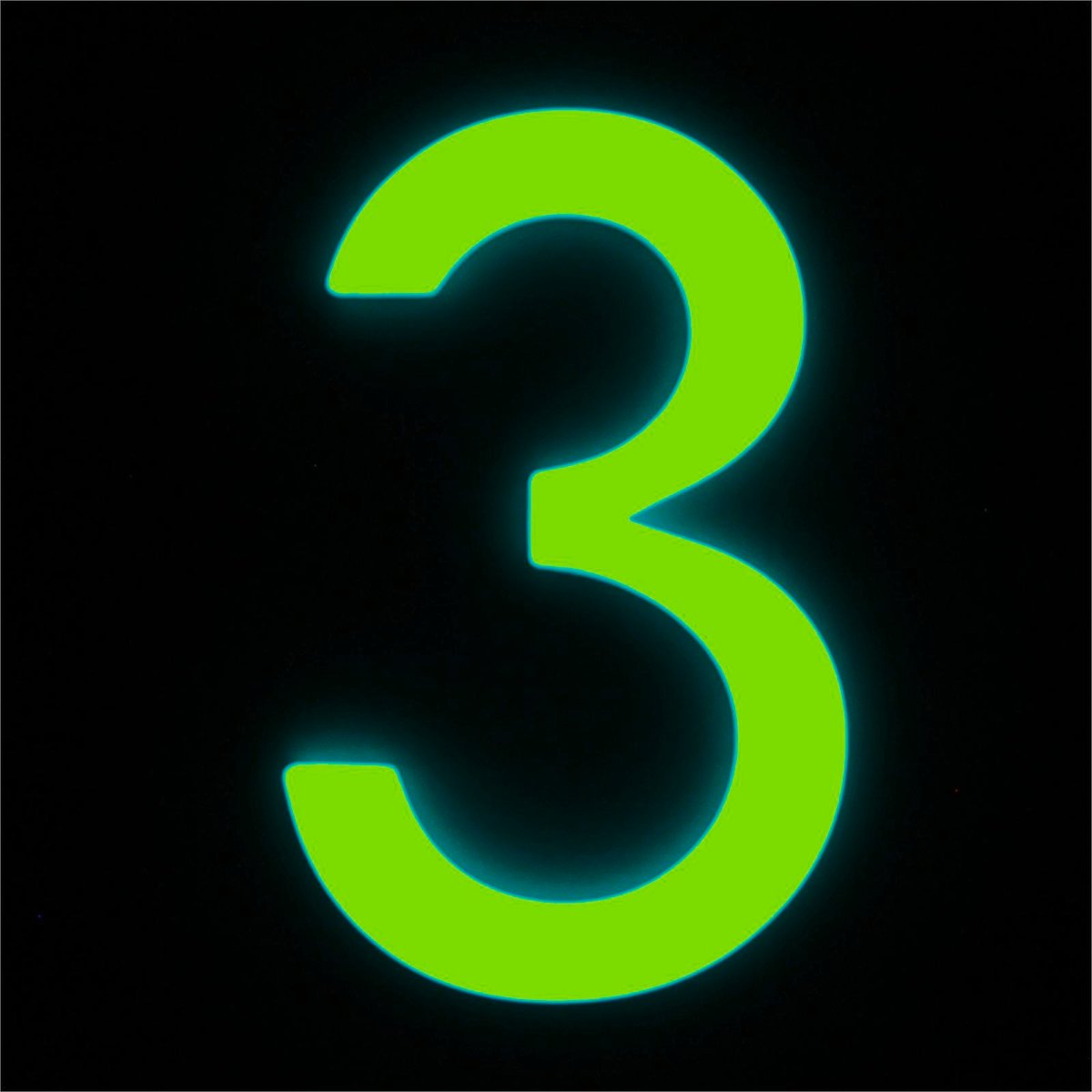 Sandleford Glow In Dark Acrylic House Number 3 - 90mm - Weather Resistant - SuperSaverAU - view 2