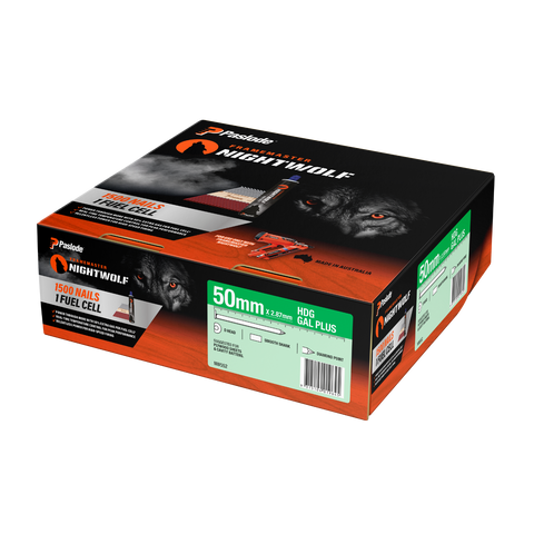 Paslode NightWolf 50 x 2.87mm HDG Galv D-Head Smooth Framing Nails, Paper Strip 1500 Pack