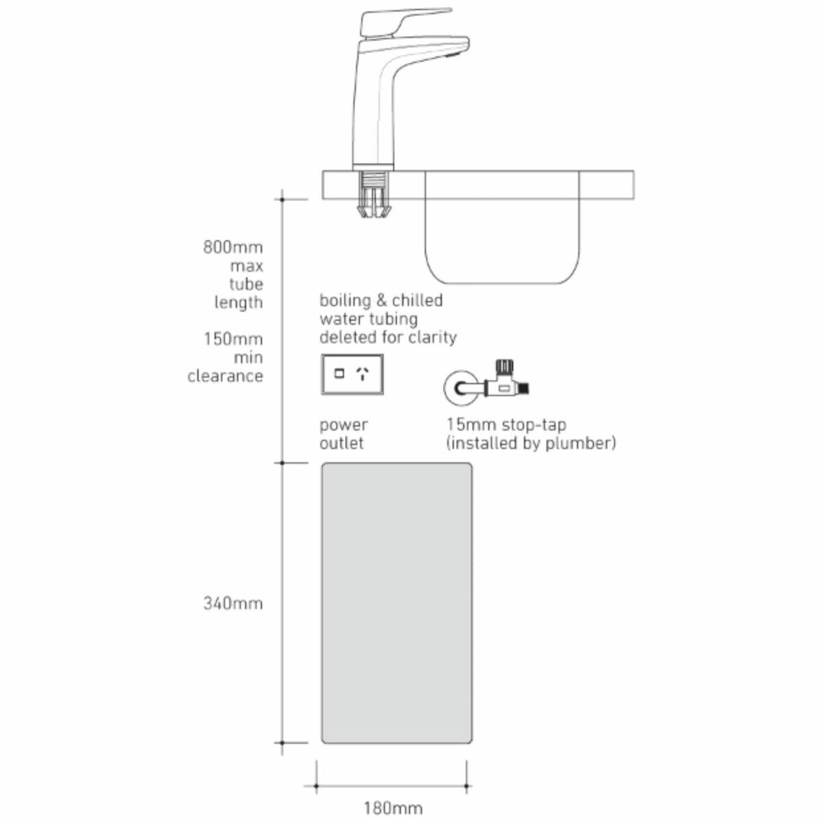 Billi B-5000 Boiling and Chilled Filtered Water with XL Levered Dispenser - Brushed Steel - 915000LBR