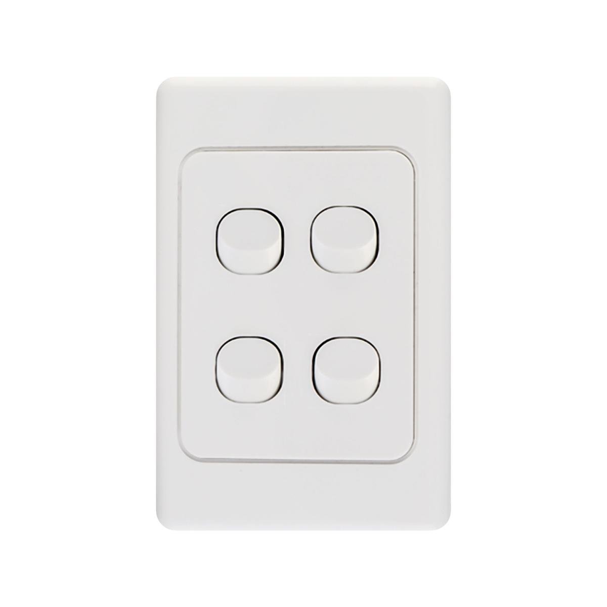 DETA White Quad Vertical Switch - 4 Gang Polycarbonate - 2 Way Switching - SuperSaverAU - view 1