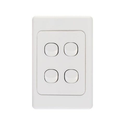 DETA White Quad Vertical Light Switch 4 Gang Polycarbonate Indoor