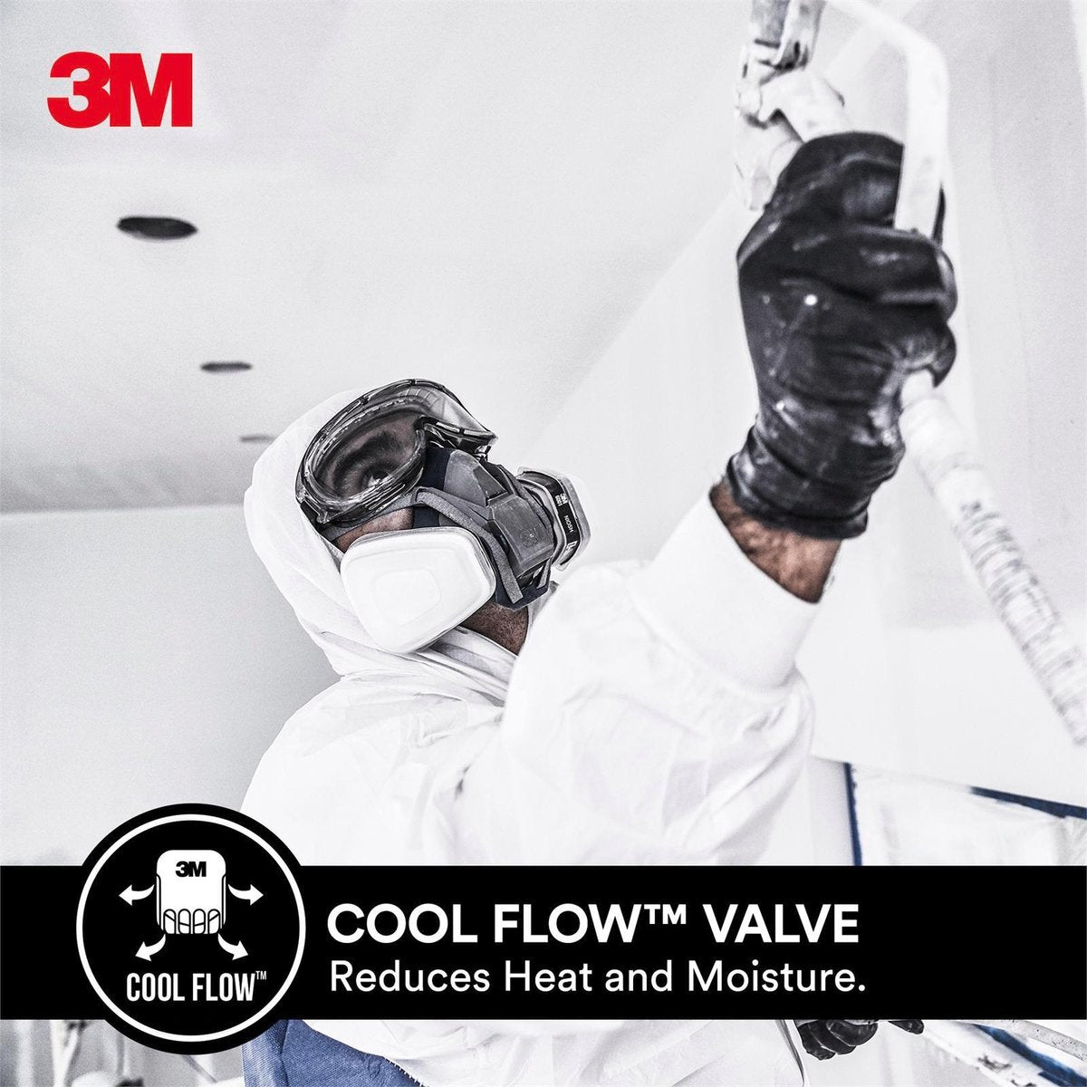 3M Painters Project Quick Latch Respirator Black Cool Flow Valve