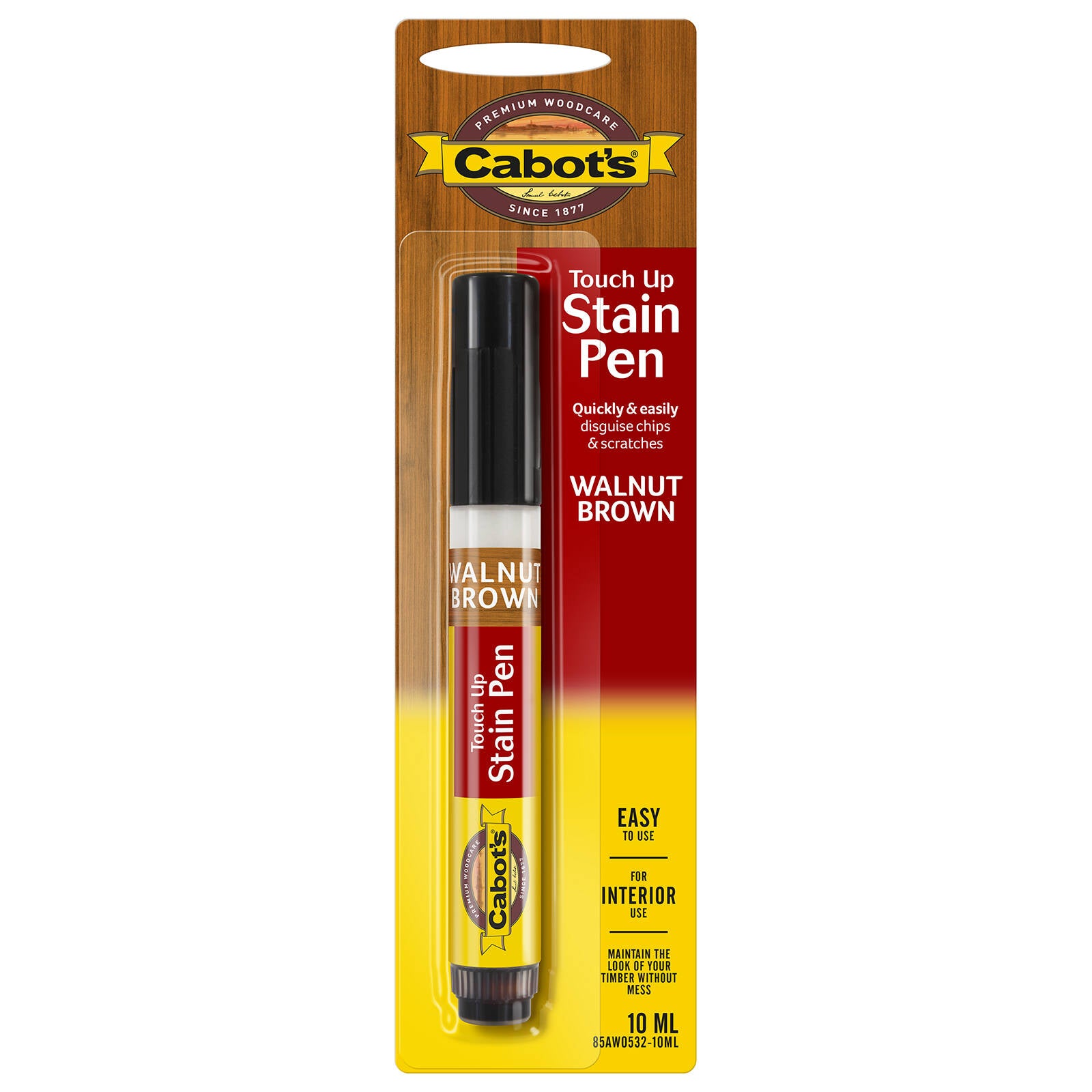 Cabot's 10ml Walnut Brown Touch Up Stain Pen, Matt UV-Resistant & Waterproof