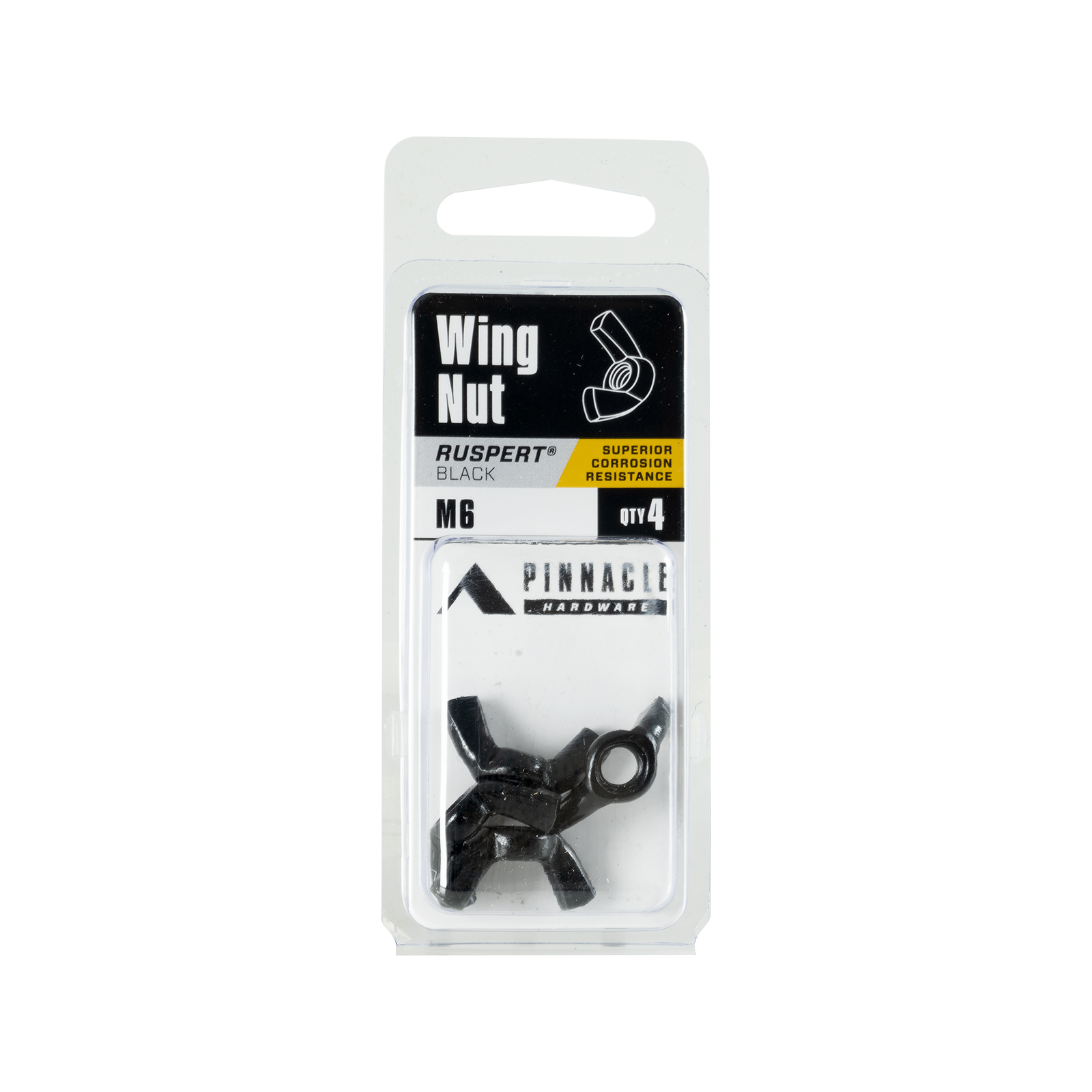 Pinnacle M6 Black Ruspert Wing Nut 4 Pack Corrosion-Resistant Fastener