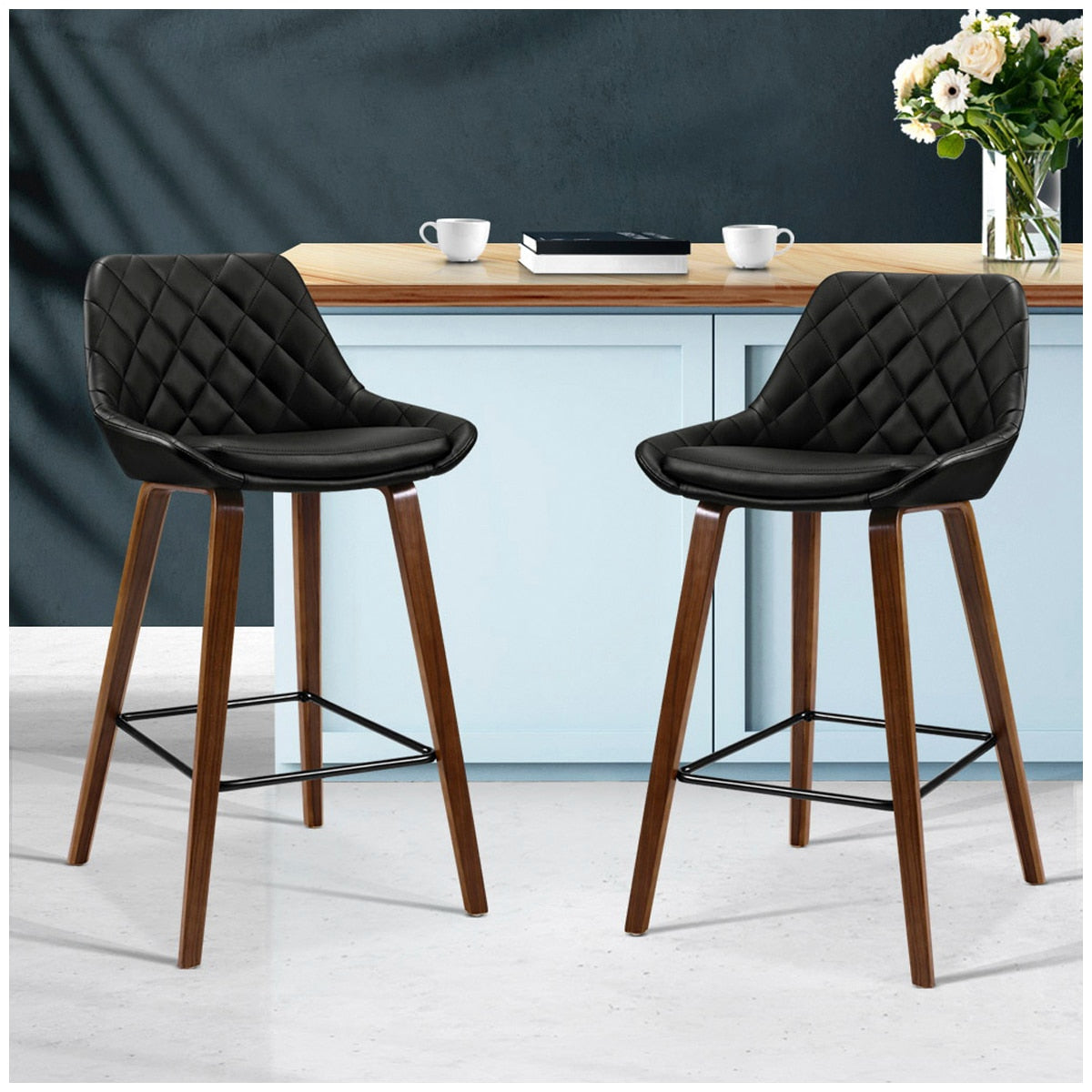 Artiss Ezio Black Barstools 2 Piece - SuperSaverAU - view 4