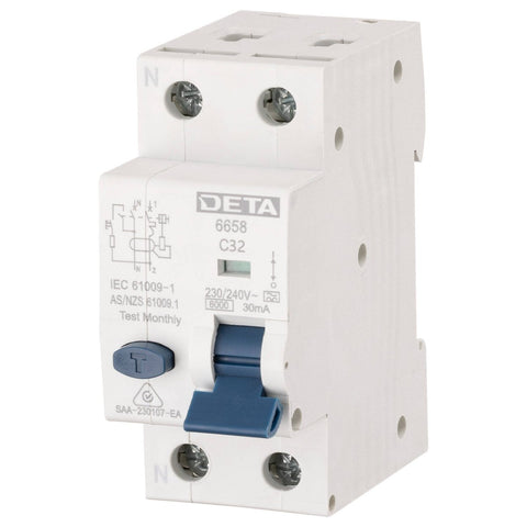 DETA 32A Single Phase RCBO 6658B-32B