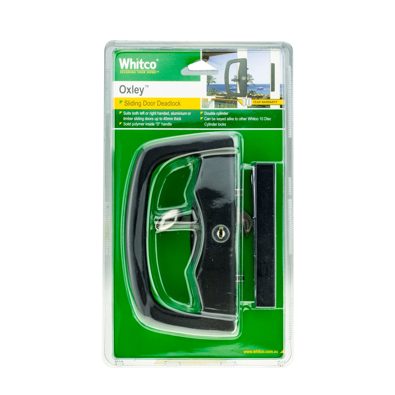 Whitco Oxley Black Polymer Sliding Patio Door Lock