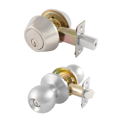 Gainsborough Manning Combination Entrance Knob Set, Stainless Steel, Keyed